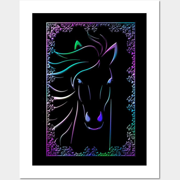 Horse Animal Wildlife Forest Nature Chrome Graphic Wall Art by Cubebox